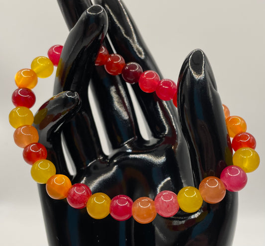 Fall color 8mm glass bead stretch bracelet. 7.5”